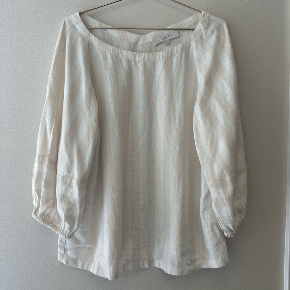 LOFT linen blend striped blouse